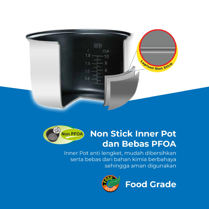 Miyako Rice Cooker Magic Warmer Plus 1.8 Liter - MCM528 SB | MCM-528 SB